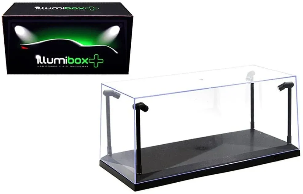 ILLUMIBOX CLEAR DISPLAY SHOW CASE LED LIGHTS FOR 1/18 MODEL CAR BLACK BASE 14001