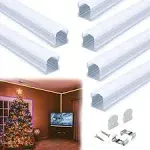 Muzata 6-Pack 3.3ft LED Aluminum Channel with Curved Milky White Cover