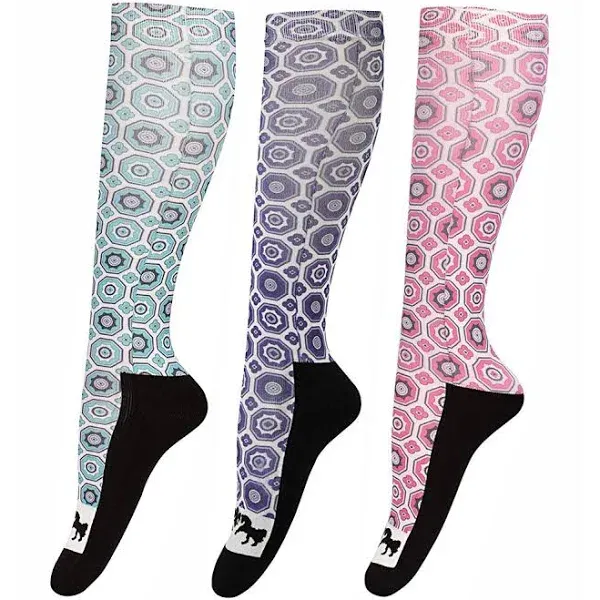 Equine Couture Ladies Kelsey Padded Knee Hi Boot Socks - 3 Pack