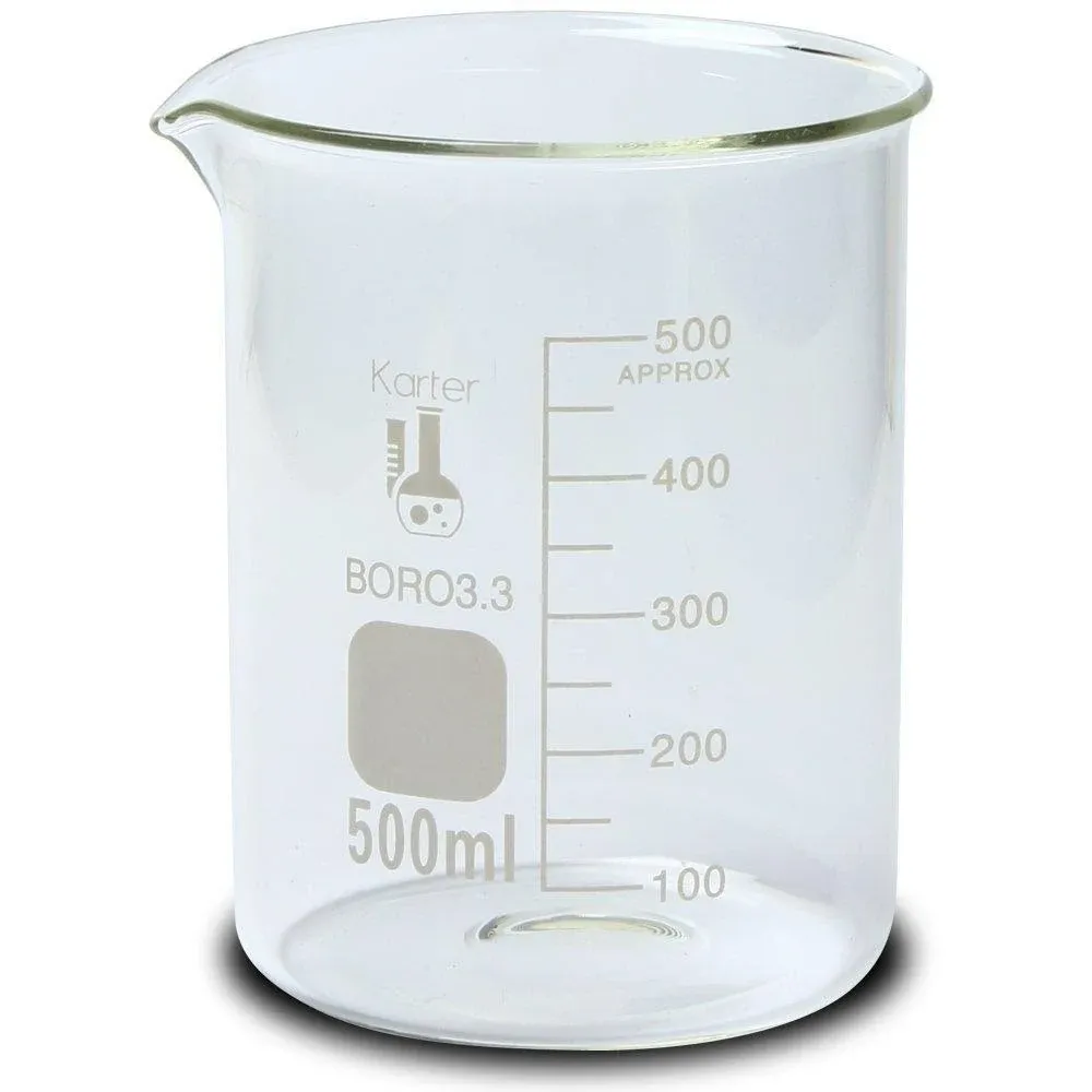 500ml Beaker Low Form Griffin Borosilicate 3.3 Glass.