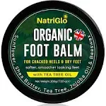 Organic Foot Cream for Dry Cracked Heels and Feet, Athletes Foot, Calloused Feet, Hard Skin - Natural Cracked Heel Treatment Repair Balm - Tea Tree