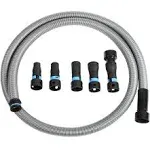 Cen-Tec Systems 94698 Quick Click 10 Ft. Hose for Home and Shop Vacuums with Expanded Multi-Brand Power Tool Adapter Set for Dust Collection, Silver