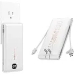 VEEKTOMX Portable Charger with Built in Cables 22.5W 10000mAh, 10000mAh White