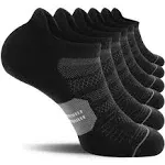 CS CELERSPORT 6 Pack Running Ankle Socks for Men and Women with Cushion, Low Cut Athletic Tab Sport Socks Black + Grey Large