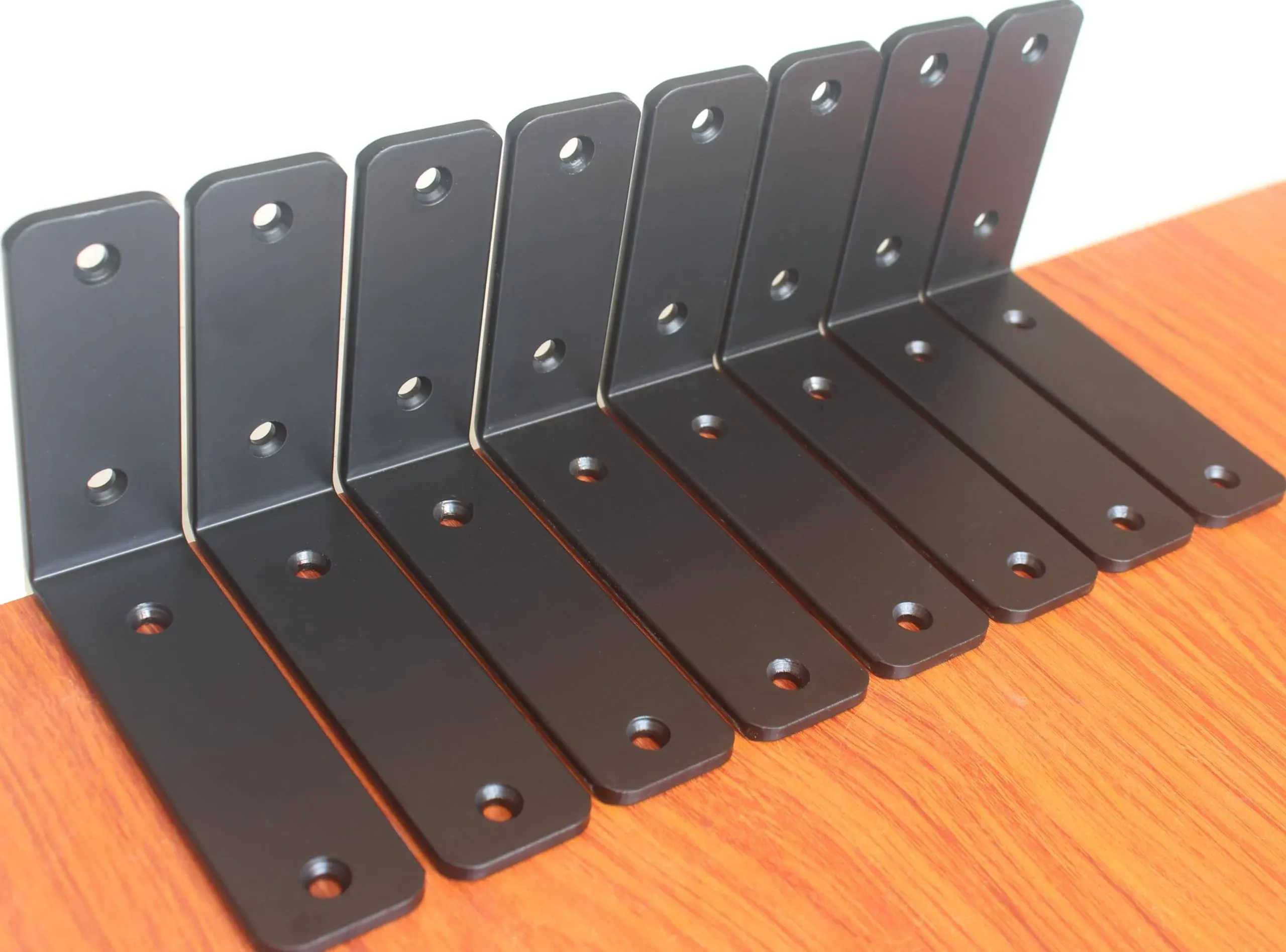 MHMYDZ 8 Pack - L 5" x H 4" x W1.5", 5mm Thick Black L Shelf Bracket, Iron Shelf Brackets, Metal Shelf Bracket, Industrial Shelf Bracket, Modern Shelf