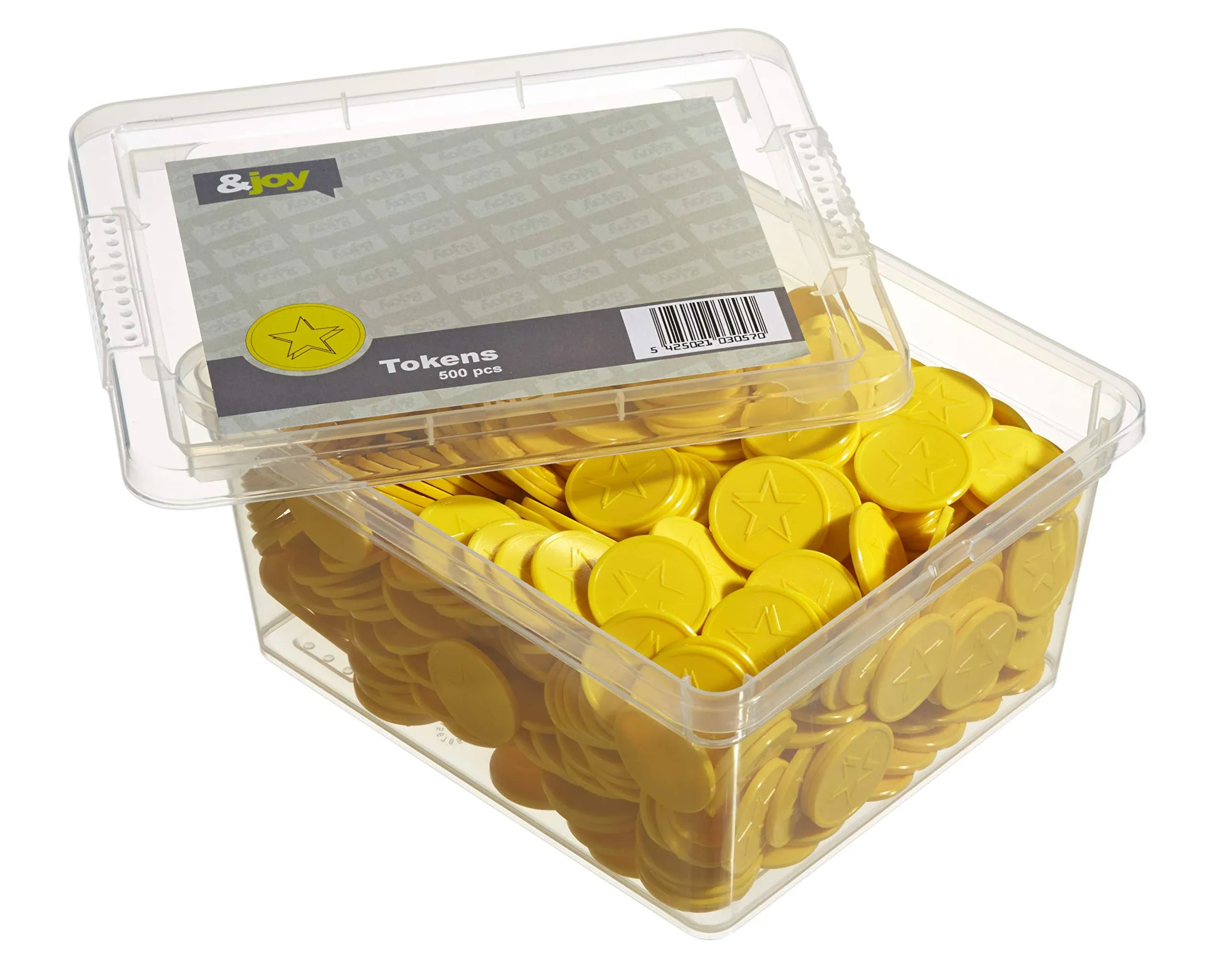 Embossed Plastic Tokens - 500 Coins - 29 mm - Yellow Star