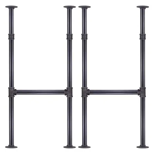 38 Inch Industrial Pipe Table Leg for Bar Height Pub Table, H-Shape, Iron Base L