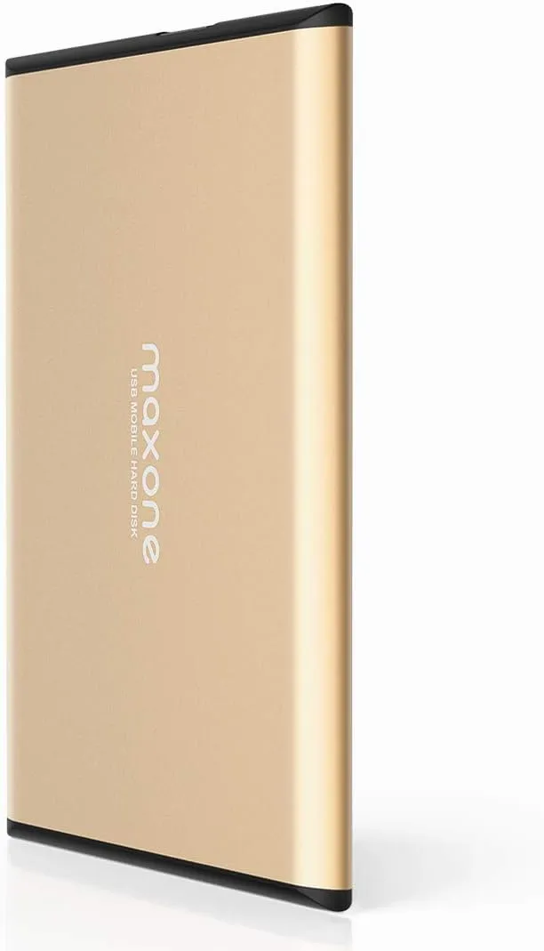 Maxone 500GB Ultra Slim Portable External Hard Drive HDD USB 3.0 for PC, Mac, Laptop, PS4, Xbox one - Gold