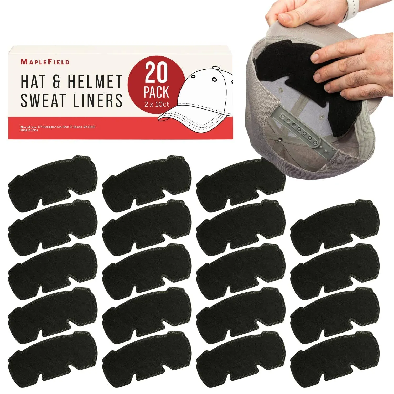 Helmet and Hat Sweat Liner - 20 Pack - Disposable Self-Adhesive Sweat Pads - Abs