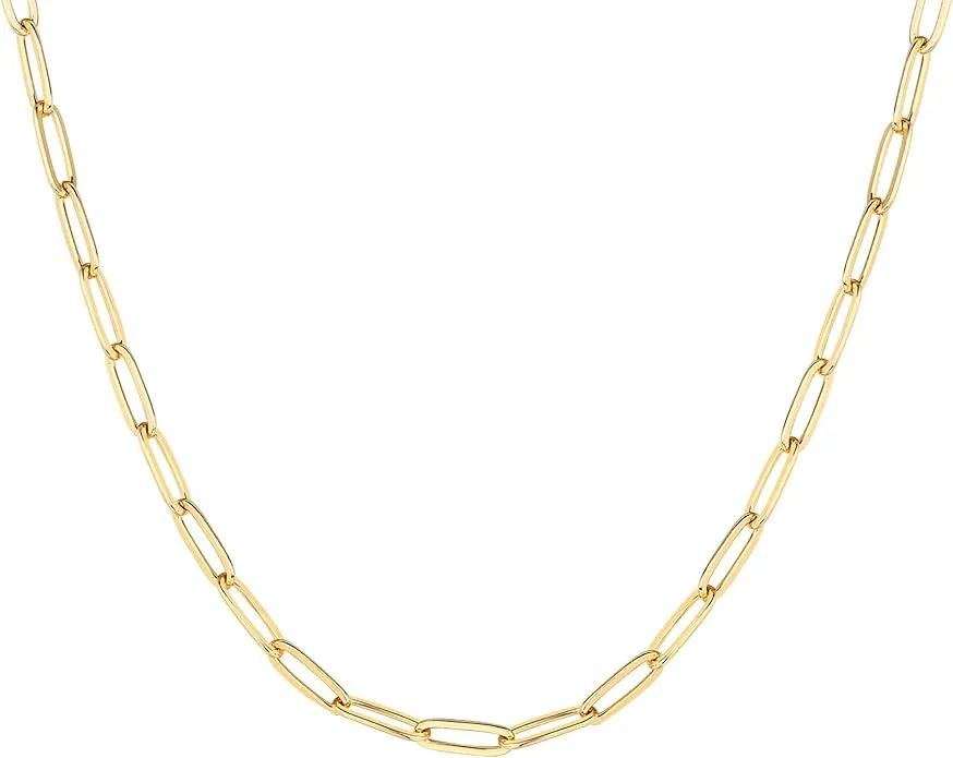 PAVOI 14K Gold Plated Paperclip Chain Necklaces for Women | Gold Chain Necklace | Adjustable Link Chain Necklaces