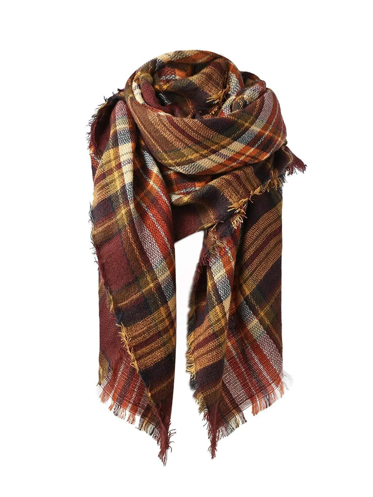 American Trends Womens Fall Winter Scarf Plaid Tassel Soft Warm Blanket Scarves Womens Shawl Wraps