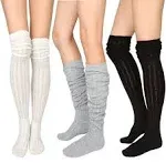 STYLEGAGA Winter Slouch Top Over The Knee High Knit Boot Socks