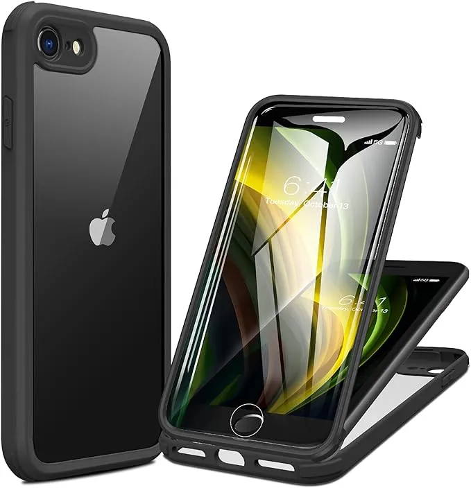 i-Blason Ares Clear Series Designed for iPhone SE 2020 Case/iPhone 7 Case/iPhone 8 Case, Built-in Screen Protector Full-Body Rugged Clear Bumper Case for iPhone SE 2020/ iPhone 8/ iPhone 7 (Black)