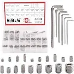 Hilitchi 240Pcs 19Sizes SAE Stainless Hex Allen Head Socket Set Screws Grub S...