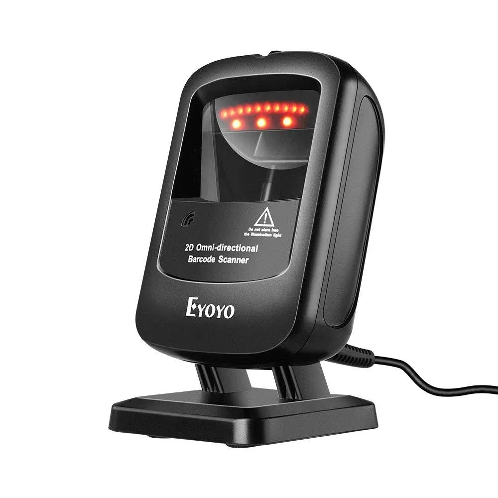 Eyoyo 1D 2D Desktop Barcode Scanner, Omnidirectional Hands-Free USB Wired Barcode ...