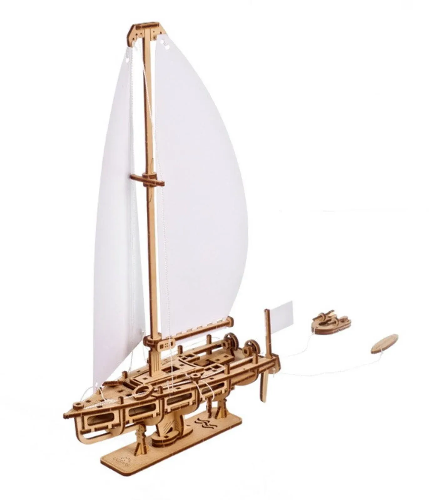 UGEARS Ocean Beaty Yacht 3D Wooden Puzzle - Wooden Mechanical Model Kit to Build - DIY Puzzle Boat with Paper Sails - Brain Teaser Building Set for Adults