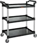 VEVOR Utility Service Cart with Wheels 3-Tier Food Service Cart 154lbs Capacity