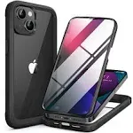 Miracase Compatible with iPhone 13 case 6.1 inch, 2023 Upgrade Full-Body Glass Clear Case Bumper Case with Built-in 9H Tempered Glass Screen Protector for iPhone 13,Black