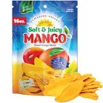 Dried Mango Slices - Delicious Texture Soft & Juicy Low Sugar Added Dried Mango - Naturally Ripened Mangos Dried Fruits - Gluten Free Dry Mangoes Natural Source of Vitamin C, Fiber, (16 Oz Dried Mango)