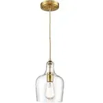 Brand New HYDELITE Modern Brushed Gold Pendant Light Clear Glass Adjustable Cord