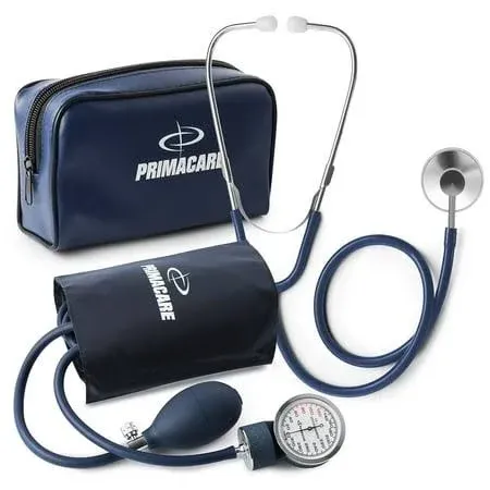 Primacare Ds-9197-blwm Professional Classic Series Manual adult Size Blood Pressure Kit, Emergency BP Kit with Stethoscope and Portable Leatherette