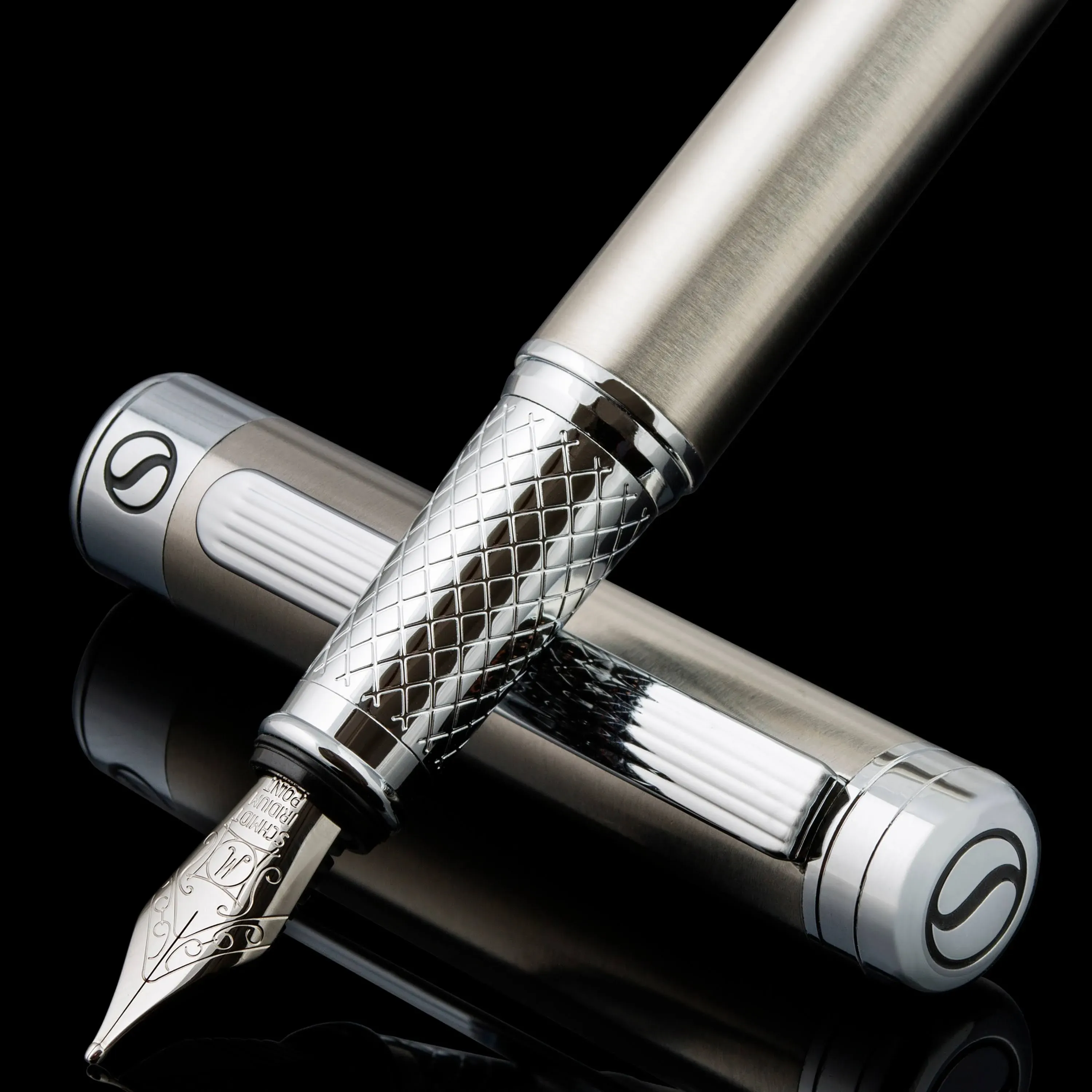 Scriveiner Stainless Steel Fountain Pen - Stunning Luxury Pen with Steel Finish ...