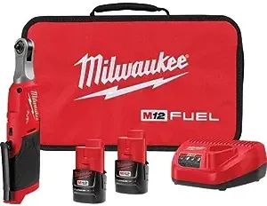 Milwaukee 2566-22 M12 FUEL Kit de trinquete de alta velocidad inalámbrico de iones de litio de 1/4 pulgadas con 2 baterías (2 Ah)