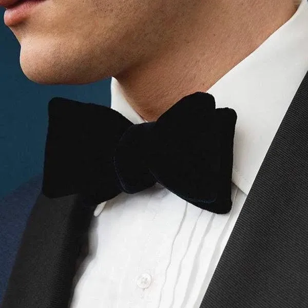 The Lapel Project Self Tie Black Velvet Bow Tie Tuxedo Velvet Bow Tie Mens ...