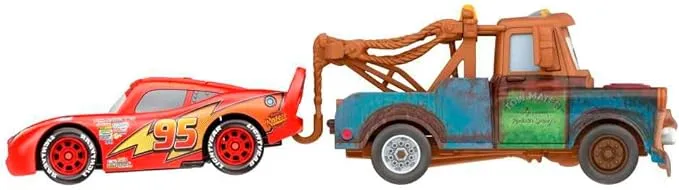 Disney Pixar Cars Lightning McQueen and Mater With Working Tow Hook 2 Pack 2022