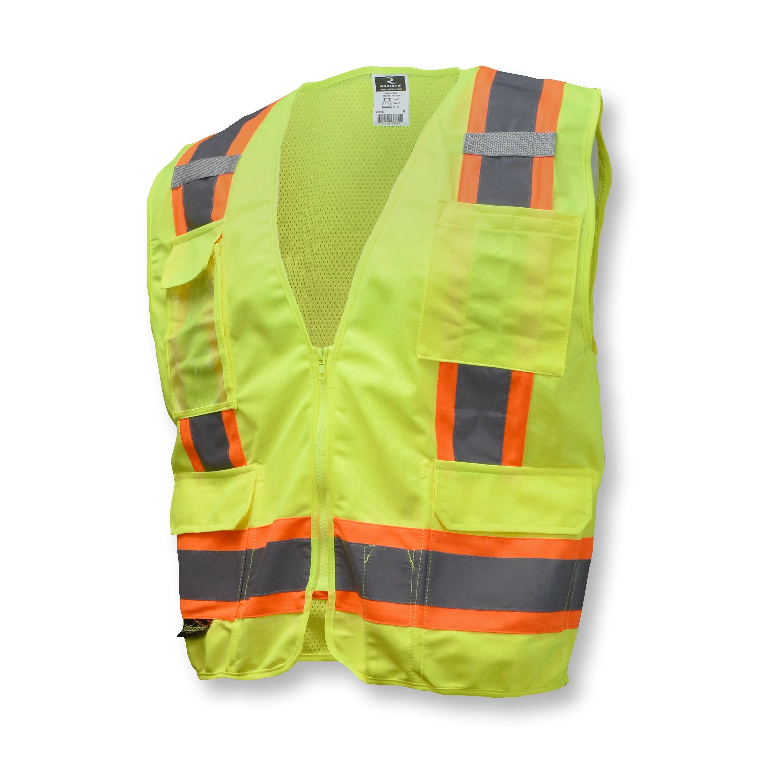 Radians SV6GM Two Tone Surveyor Class 2 Safety Vest, Medium, High visibility Green