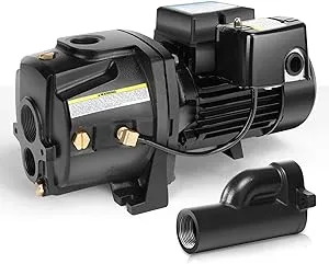 Acquaer 1HP Shallow Well Jet Pump,Cast Iron, Well Depth Up to 25ft, 115V/230V Dual Voltage, Automatic Pressure Switch