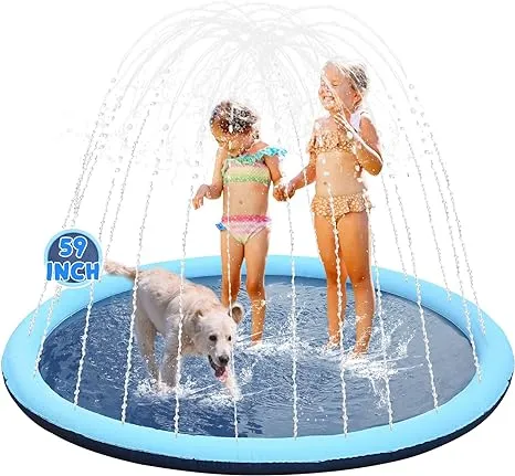 Eooqi Non-Slip Kids Splash Pad 59 inch Inflatable Toddler Splash Pad Thicken ...