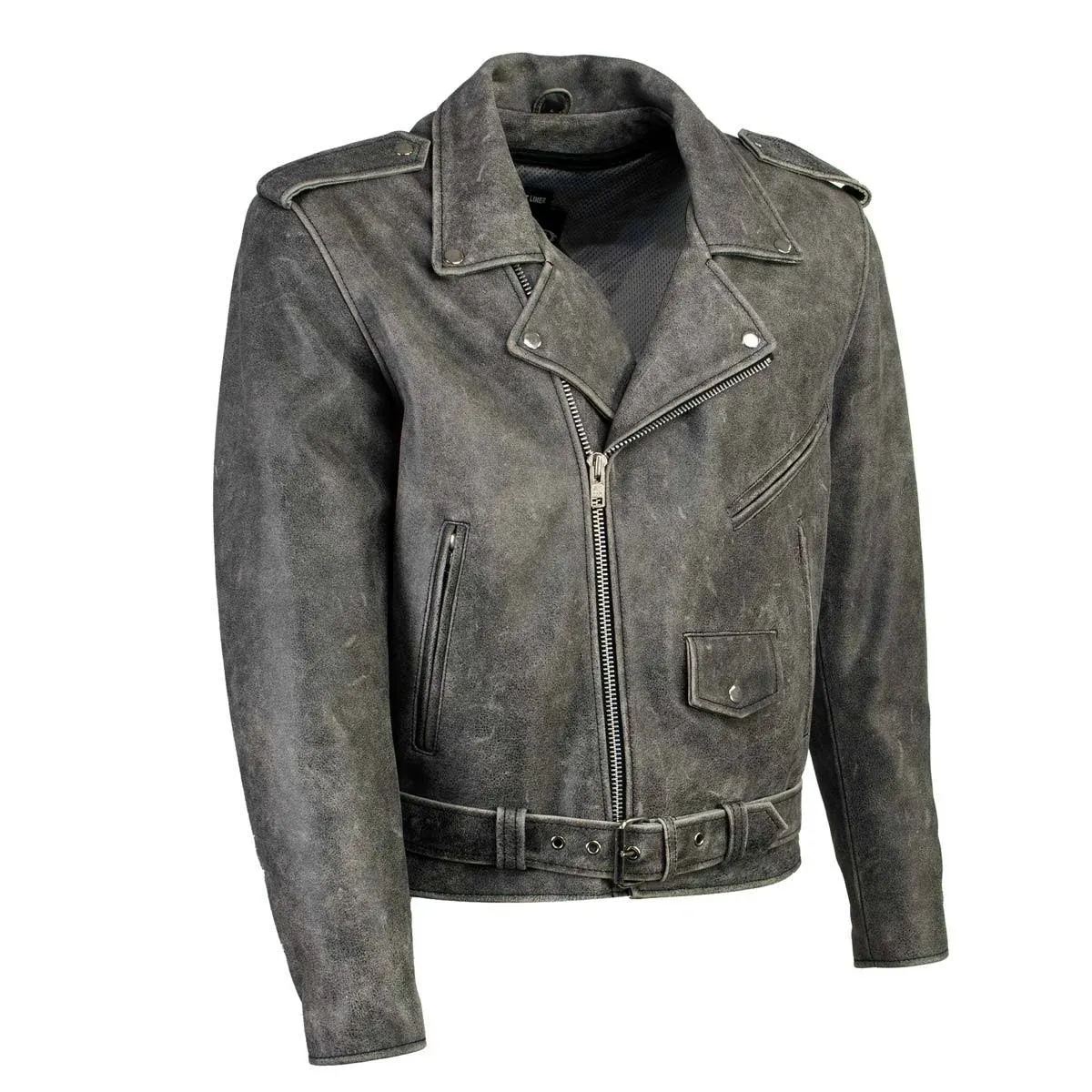 Xelement B7149 Men's 'Sliver' Distressed Classic Motorcycle Leather Jacket