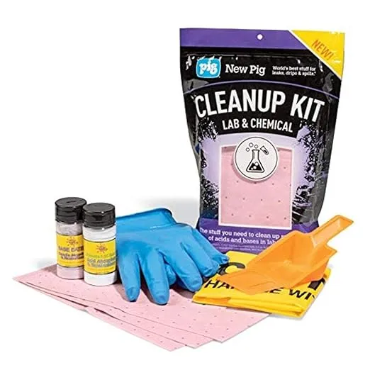 New Pig Chemical Cleanup Kit - for Small Laboratory Spills - 9.25" L x 4" W x 13 ...