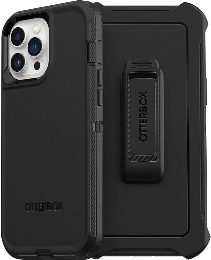 OtterBox Defender Series Screenless Edition Case for iPhone 13 Pro Max & iPhone 12 Pro Max (Only) - Holster Clip Included - Non-Retail Packaging - Black