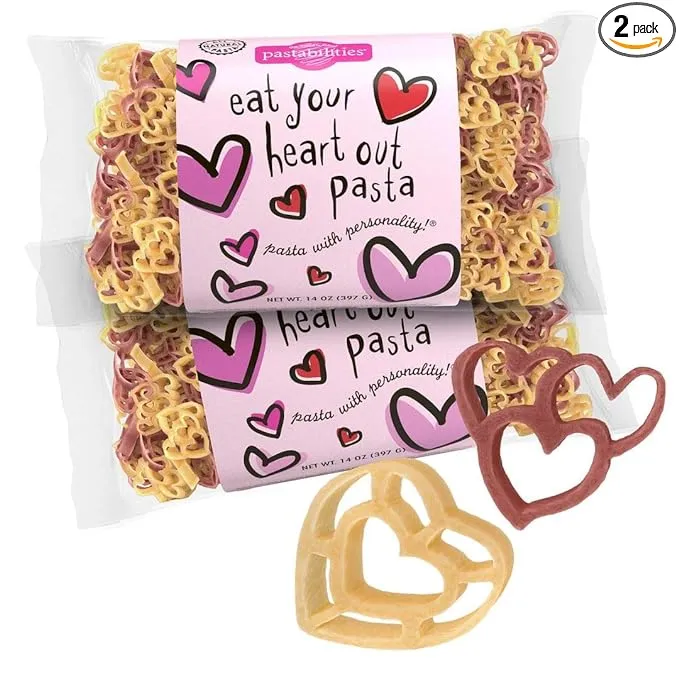 Pastabilities Heart Shaped Pasta, Fun Shaped Noodles for Kids and Valentines, Non-GMO Natural Wheat Pasta 14 oz (2 Pack)