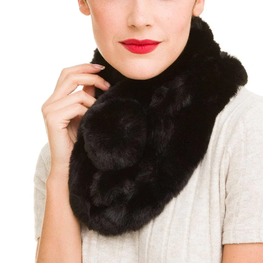 MELIFLUOS Designed in Spain Fur Collar Scarf for Women Faux Fur Scarves Neck ...