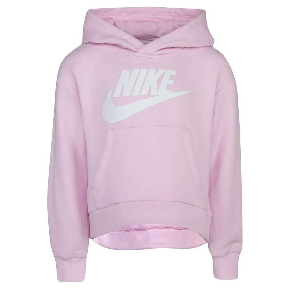 Nike Girl's Club Fleece Hi Low Pullover (Little Kids) Pink 6X Little Kid