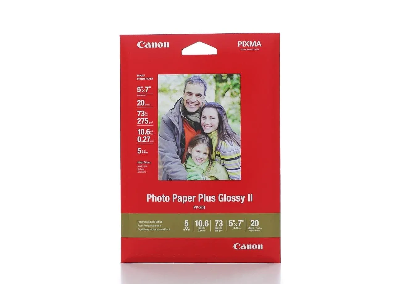 Canon PIXMA Photo Paper Plus Glossy II 5&#034; x 7&#034;  20 Sheets Total, PP-201, Sealed