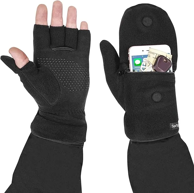 Sprigs Multi Mitt Fingerless Gloves With Adjustable Top & Cell Phone Pocket