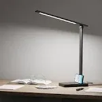 Lepro LED Desk Lamp with USB Charging Port Dimmable Home Office Touch Control Reading Table Lamp,3 Color Modes with 5 Brightness Level, School Supplies College Dorm Room Essentials, Eye Caring, Black