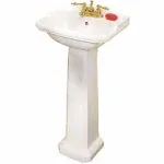 Renovators Supply - Cloakroom 19'' Pedestal Bathroom Sink - Compact Sink with Overflow and Pre-Drilled Holes - Porcelain Scratch and Stain Resistant