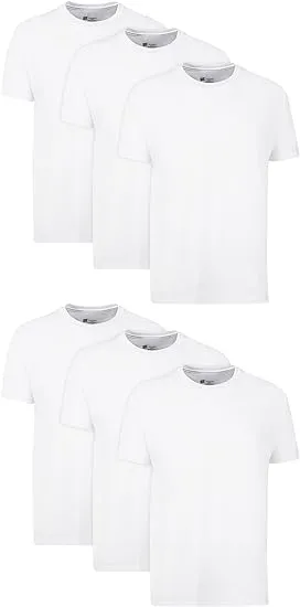 Hanes Men's Crew Neck T-Shirts, White, L - 6 pack