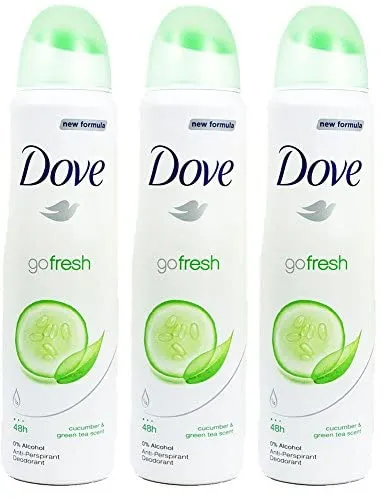 Dove body spray Anti-Perspirant/Anit-Transpirant, pack of 3X250ml/8.5oz, Cucumber & green tea