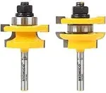 Yonico 12249Q Shaker 2 Bit Rail and Stile Router Bit Set 1/4-Inch Shank