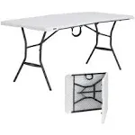 Lifetime 25011 72 3/16" x 30" White Granite Plastic Light-Duty Fold-In-Half Table