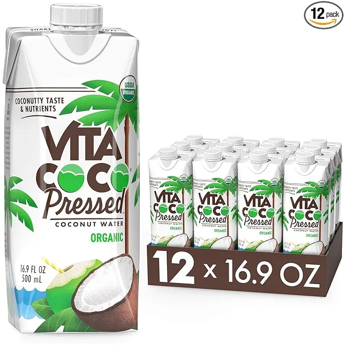 Vita Coco Organic Coconut Water, Pressed, More "Coconutty" Flavor, Natural Electrolytes, Vital Nutrients, 16.9 Fl Oz (Pack of 12)