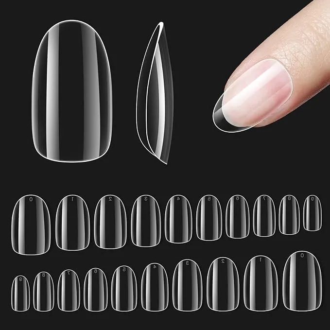 Gel Nail Tips Pre-shaped Extension System Clear False Nail | 500 pcs, 10 sizes