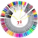 TOWON Permanent Markers 72 Assorted Colors - Waterproof Colored Markers Pens Set 45 Fine Tip, 8 Ultra Fine, 8 Chisel Tip, 6 Neon, 5 Metallic Markers