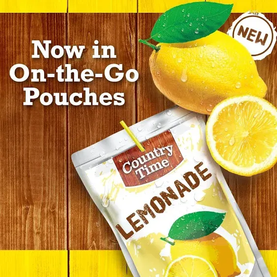 Country Time Lemonade Ready to Drink Flavored Drink Pouches, 40 ct Pack, 4 Boxes of 10 Drink Pouches